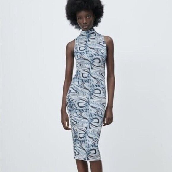 Zara Cut-Out Jacquard Dress Size Small Bloggers Favorite - Picture 2 of 13